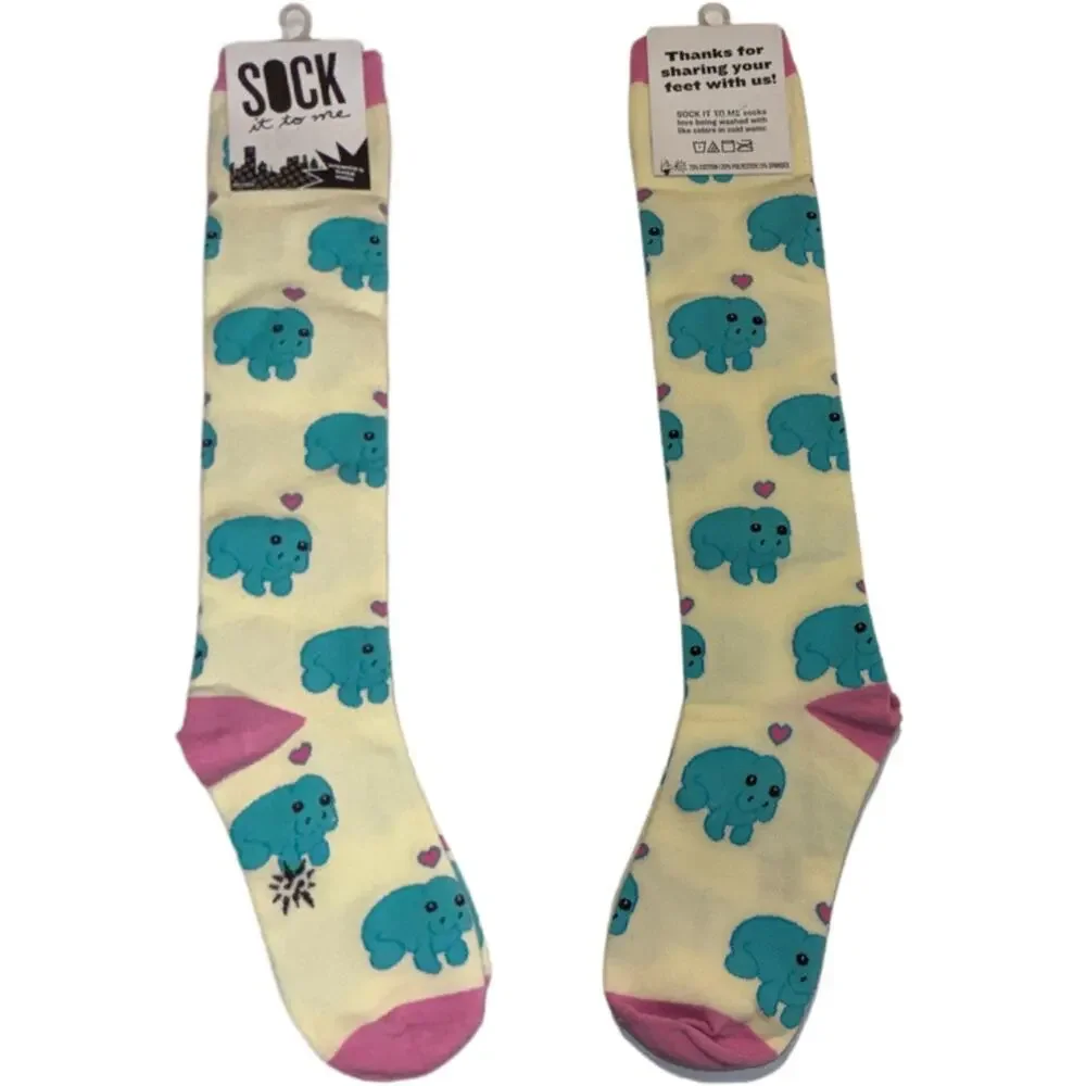 NWT Sock it to me Manatee Knee High Socks Women's tall socks blue/pink size 5-10